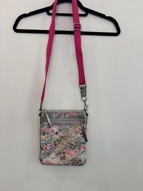 Coach Poppy Butterfly Graffiti Swingpack Crossbody Pink Silver Y2K #O18